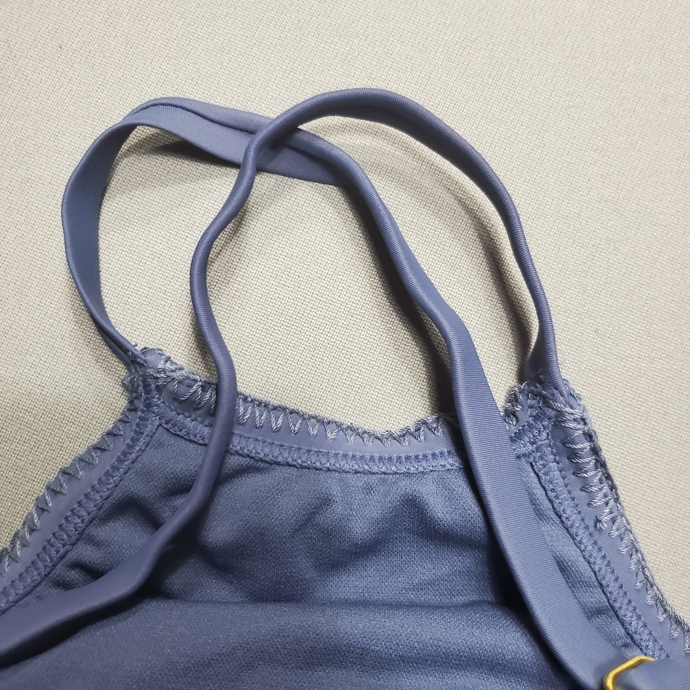 NWT Crochet High Neck Bikini Top Blue Swimsuit - Picture 2 of 7